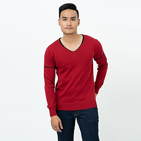 Áo len nam dài tay cổ tim màu đỏ đô NOVELTY 180573I