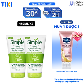 Combo 2 sữa rửa mặt Simple giúp cấp ẩm, da trông khỏe và mịn màng - cho da khô nhạy cảm 150ml [CHÍNH HÃNG ĐỘC QUYỀN] [MỚI]