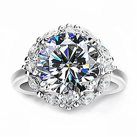 Nhẫn 3 Carat sang trọng mạ vàng trắng 14K QYP0037