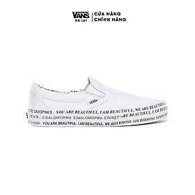 Giày Sneaker nữ màu trắng phối đế chữ - Vans UA Classic Slip-On We Are Beautiful - VN0A4U382Q2