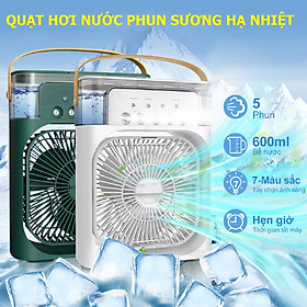 Quạt phun sương để bàn nhỏ gọn MINI COOL FAN, tiện lợi, có 5 vòi phun sương quạt hơi nước kèm đèn led hẹn giờ cùng 3 chế độ phun sương Hàng chính hãng