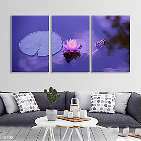TRANH TREO TƯỜNG HOA HIỆN ĐẠI - TRANH TREO HOA HỒNG - DECOR TRANG TRÍ MÀU TÍM - BỘ 3 TRANH HOA TREO TƯỜNG