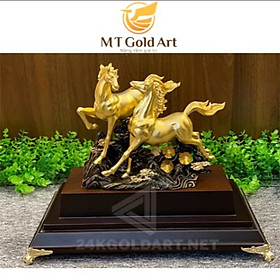 Tượng ngựa dát vàng 24k(32x30x20cm) MT Gold Art- Hàng chính hãng, quà tặng sếp, đối tác, khách hàng vip, trang trí nhà cửa, để bàn làm việc 