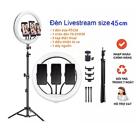 Đèn LiveStream size lớn 45cm Đèn Led LiveStream Chụp Hình Sản Phẩm, Trang Điểm Make Up - Đèn live 3 chế độ Sáng Siêu Bền