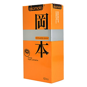 Bao Cao Su Okamoto Skinless Skin Orange Lubricated 10s Hương Cam