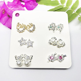 Bông tai nữ set 6 đôi love love đa phong cách