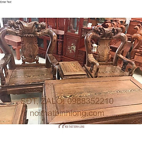 Mua Bộ Bàn Ghế Gỗ Mun Đuôi Công Quốc Đào Tay 12