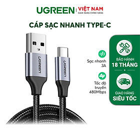 Mua Cáp sạc và truyền dữ liệu UGREEN US288 cổng Type-c  độ dài từ 0.25m đến 2m  dòng 3A  đầu nhôm vỏ nylon - Hàng chính hãng