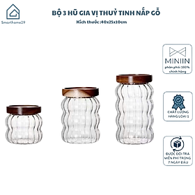 Mua Bộ 3 Hũ Gia Vị Thuỷ Tinh Nắp Gỗ  Lọ Đựng Gia Vị Kín Hơi Với Gioăng Cao Su - HÀNG CHÍNH HÃNG MINIIN