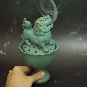 Mua Đỉnh Sư Tử xông Trầm Hương nhả khói màu Xanh cực đẹp