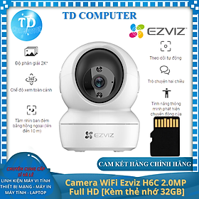 Camera Wifi Ezviz H6C 2.0Mp [Kèm thẻ nhớ 32GB SANDISK] ~ Chuẩn 1080P Đàm thoại 2 chiều Quan sát ngày đêm - Hàng chính hãng Anh Ngọc phân phối