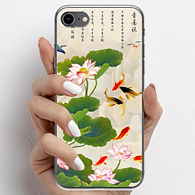 Ốp lưng cho iPhone 7, iPhone 8 nhựa TPU mẫu Hoa sen cá