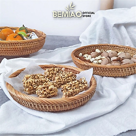 Mua Khay mây  đĩa mây tròn đựng đồ ăn khô  hoa quả  bánh mì  trang trí home decor Bemiao