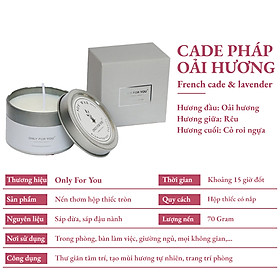 Nến thơm Only For You hộp thiếc 70G sáp dừa đốt không khói - tạo mùi hương làm quà tặng độc đáo