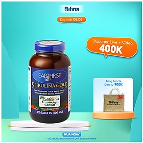 Tảo Mặt Trời Earthrise Spirulina Gold Plus - Hỗ trợ tăng cân - Lọ 360 viên