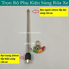 Mua Ống nối dài súng rửa xe áp lực cao 38cm Kèm khớp nối nhanh và Bộ 4 Béc phun từ 0°- 40