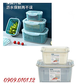 Bộ hộp đựng thực phẩm tách nước cao cấp, hộp bảo quản rau củ để tủ lạnh, hộp nhựa tách nước, hộp nhựa đa năng