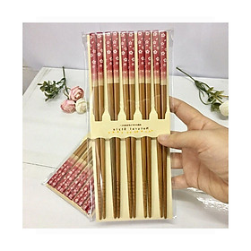 Mua 5 đôi đũa cao cấp mẫu hoa đỏ  - Hàng Nội Địa Nhật