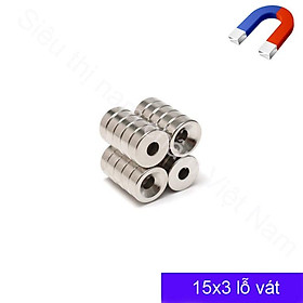 Mua Nam châm 15x3mm lỗ 4mm viên hình tròn đất hiêm siêu mạnh