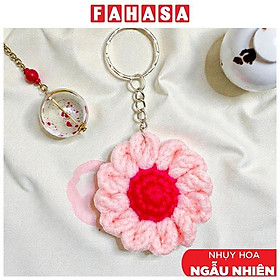 Móc Khoá Len Cúc Hoạ Mi - Màu Hồng Nhạt (Nhụy Hoa Màu Ngẫu Nhiên)