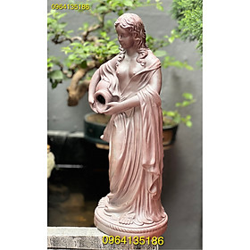 Mua Tượng cô gái bê vò đổ nước h52cm men ánh thép gốm sứ Bát Tràng