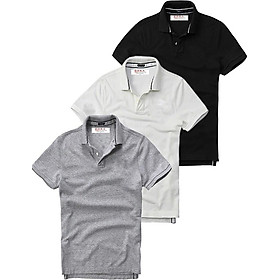 Bộ 3 Áo Thun có cổ Polo nam cao cấp CB09 màu cơ bản xám, trắng, đen 