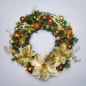Mua Vòng Hoa Trang Trí Noel D42 size 40cm Tặng Kèm Đèn Vòng Nguyệt Quế Giáng Sinh