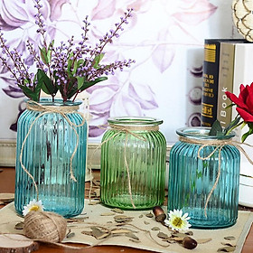Mua Bình thủy tinh cắm hoa lụa  hoa tươi  trồng cây thủy sinh vân sọc trang trí decor phong cách Châu Âu 18cm