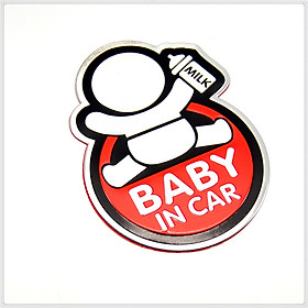 Tem Baby In Car bằng NHÔM dán trang trí ô tô xe hơi