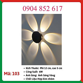 Mua Đèn LED gắn tường hắt tường tròn hắt 6 tia trang trí ngoài trời Decor Hợp Kim Tĩnh Điện mã 103 BHTK