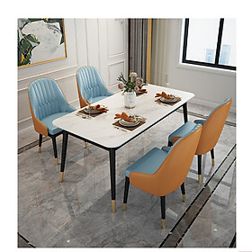 Bộ Bàn Ăn Luxury Chân Bọc Núm Đồng Siêu Phẩm của Năm BBDP-02 - Kích Thước 1.6m x 80cm và 4 Ghế Ăn - (Màu ghế ngẫu nhiên)