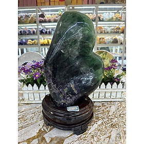 Trụ đá phong thủy trấn thạch đá thạch anh xanh - Nặng 11,9 kg