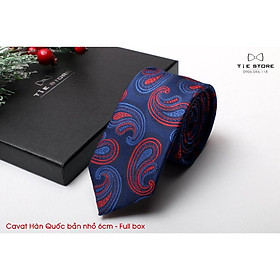 Cà Vạt Nam Bản nhỏ 6cm xanh đen retro đỏ - Cavat Hàn Quốc Cao Cấp Full box