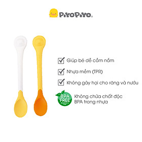 Bộ 2 muỗng ăn dặm đầu mềm cho bé (4M+) Piyo Piyo hai màu, PY630090