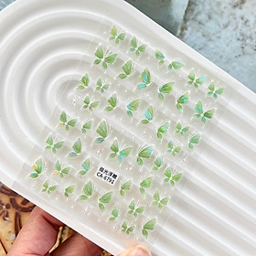 Sticker Móng Lụa 5D Bướm Hồ Điệp Hồng Xanh Làm Nail, Hình Dán Nơ Trang Trí Móng, Hàng Mới Về Nữ Women
