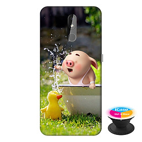 Ốp lưng điện thoại Nokia 3.2 hình Heo Con Tắm Hồ tặng kèm giá đỡ điện thoại iCase xinh xắn - Hàng chính hãng