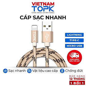 Mua Dây sạc nhanh 3A TOPK AN09 vỏ bện nylon dài 1m - Hàng chính hãng