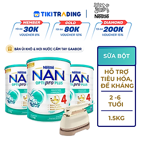 Bộ 3 lon Sữa bột NAN OPTIPRO PLUS 4 Nestle Bé 2-6 tuổi 1500g/lon Giúp tiêu hóa tốt