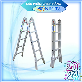 Hình ảnh [HOT] Thang nhôm chữ A, khóa sập tự động, bậc thang đột 3 nấc chắc chắn - Hàng chính hãng NIKITA