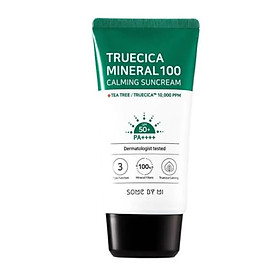 Kem Chống Nắng Dành Cho Da Dầu Mụn, Nhạy Cảm Some By Mi Trucica Mineral 100 Calming Suncream SPF50+/PA+++ 50ml tặng kèm bông nở (màu ngẫu nhiên)