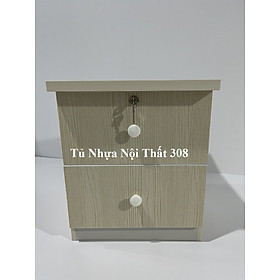 Tủ, Kệ Đầu Giường Nhựa Đài Loan Cao 48cm Ngang 42cm Sâu 42cm Màu Gỗ Sồi K105