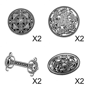 Set of 8 Viking Brooch Pin Vintage Scarf Cloak Badge Nordic Pin Jewelry