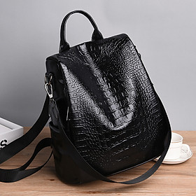 Ladies backpack crocodile pattern large capacity simple backpack trendy motorcycle bag