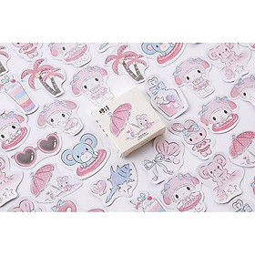 Bộ 46 Sticker Hàn Quốc hình Thỏ Xinh dán trang trí E23
