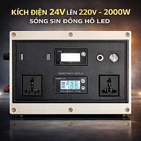 Mua Bộ Kích Điện 24V → 220V 2000W Sóng Sin Chuẩn Nhật – Nguồn Điện Ổn Định  Có LED Hiển Thị  Dùng Cho Xe & Gia Đình