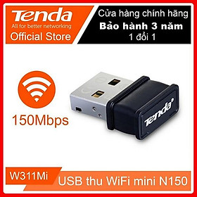 USB thu Wifi Tenda W311Mi Mini (Ko anten, 150Mbps) hàng chính hãng bảo hành 3 năm 1 đổi 1