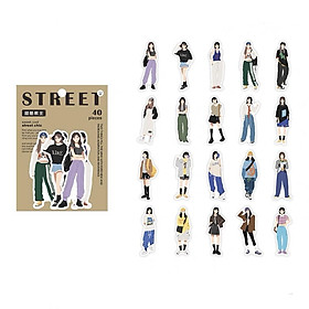 Gói 40 pcs stickers cô gái fashionista hiện đại dùng để trang trí (có tách lẻ)
