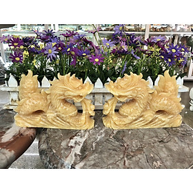 Mua Cặp Rồng nằm phong thủy đá ngọc hoàng long - Dài 18 cm