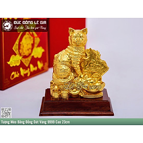 Mua Tượng Mèo bằng đồng dát vàng 9999 cao 23cm