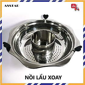 Mua Nồi Lẩu Xoay 2 Lớp Inox 304 Dễ Vớt Thức Ăn 32 cm - Hàng Chính Hãng